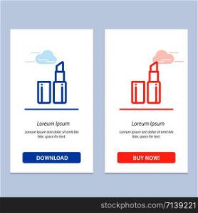 Lipstick, Makeup Blue and Red Download and Buy Now web Widget Card Template