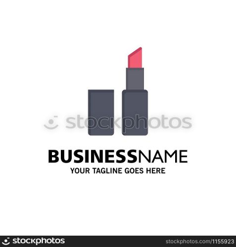 Lipstick, Makeup Business Logo Template. Flat Color