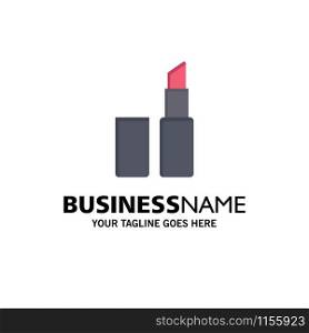 Lipstick, Makeup Business Logo Template. Flat Color