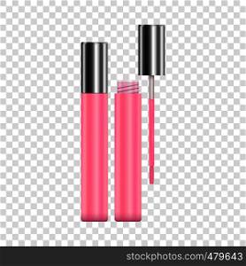 Lipstick pink sparkling tubes mockup. Realistic illustration of lipstick pink sparkling tubes vector mockup for web. Lipstick pink sparkling tubes mockup