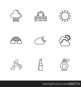 lipstick , rainbow , sun , Ecology , eco , icons , weather , enviroement , icon, vector, design, flat, collection, style, creative, icons , cloud , rain , storm , moon , rainbow , sun , sunlight ,