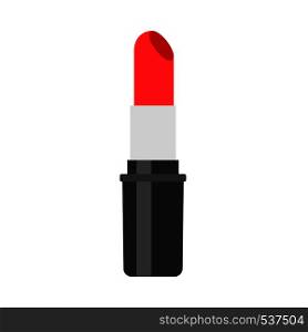 Lipstick red women luxury makeup cosmetics skin care vector icon. Colorful shiny tube sample