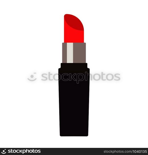 Lipstick vector flat icon beauty red cosmetic. Makeup female glomour sexy symbol. Luxury brush mouth tube accessory