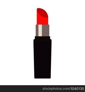 Lipstick vector flat icon beauty red cosmetic. Makeup female glomour sexy symbol. Luxury brush mouth tube accessory