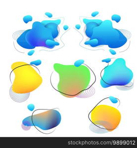 Liquid elements, mixed color plastic shapes or various organic bubbles for modern design. Abstract vector fluid gradients, splashes or blob brush doodles. Liquid elements, mixed color plastic shapes or various organic bubbles for modern design. Abstract fluid gradients, splashes or blob brush doodles