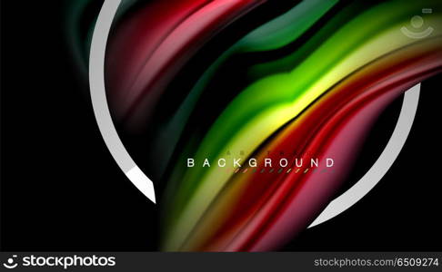 Liquid fluid colors holographic design with metallic style line shape. Liquid fluid colors holographic design with metallic style line shape. Vector artistic illustration for presentation, app wallpaper, banner or poster