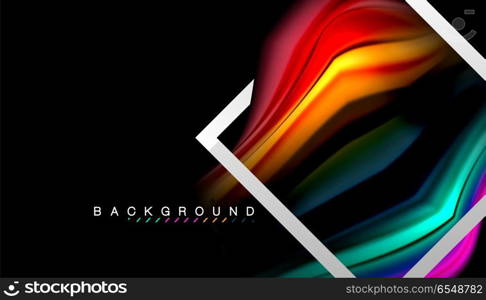 Liquid fluid colors holographic design with metallic style line shape. Liquid fluid colors holographic design with metallic style line shape. Vector artistic illustration for presentation, app wallpaper, banner or poster