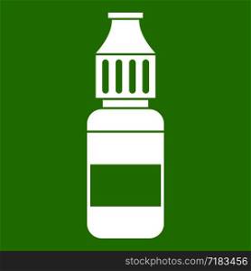 Liquid for electronic cigarettes icon white isolated on green background. Vector illustration. Liquid for electronic cigarettes icon green