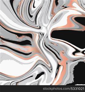 Liquid marble texture design, colorful marbling surface, copper shiny lines, vibrant abstract paint design, vector illustration