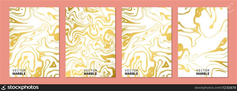 Liquid marble texture in gold. Vertical banners set with abstract background. Dynamic fluid art splash. Vector design layout for flyers, posters, business cards and invitations. Liquid marble texture in gold. Vertical banners set with abstract background. Dynamic fluid art splash. Vector design layout for flyers, posters, business cards and invitations.