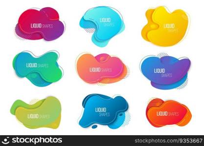 Liquid shapes gradient geometric collection banners. Abstract fluid element design. Vector illustration
