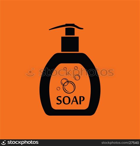 Liquid soap icon. Orange background with black. Vector illustration.