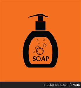 Liquid soap icon. Orange background with black. Vector illustration.