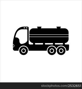 Liquid Tanker Truck Icon, Oil, Water, Chemical Transportation Tanker Vector Art Illustration