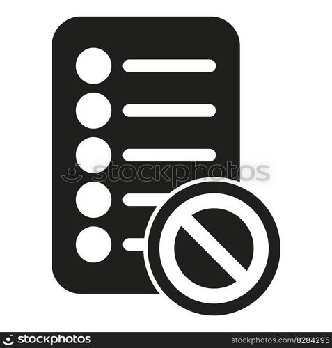 List of blacklist icon simple vector. Data user. Digital mail. List of blacklist icon simple vector. Data user