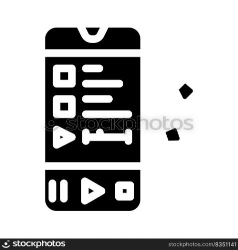 listening to podcast glyph icon vector. listening to podcast sign. isolated symbol illustration. listening to podcast glyph icon vector illustration