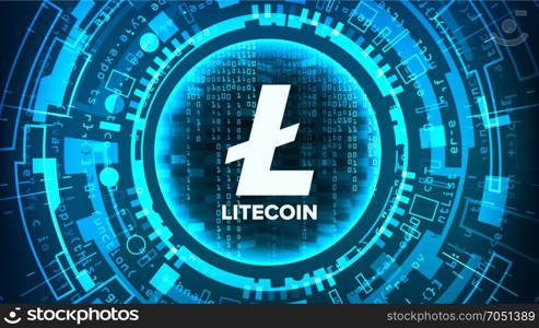 Litecoin Abstract Technology Background Vector. Binary Code. Fintech Blockchain. Cryptography. Cryptocurrency Mining Concept Illustration.. Litecoin Abstract Technology Background Vector. Binary Code. Fintech Blockchain. Cryptography. Cryptocurrency Mining Concept