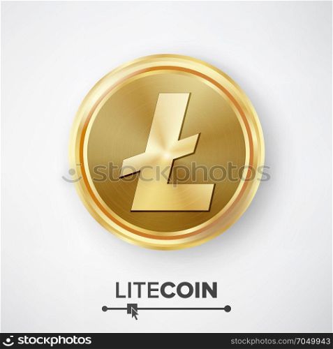 Litecoin Gold Coin Vector. Litecoin Gold Coin Vector. Realistic Crypto Currency Money And Finance Sign Illustration. Litecoin Digital Currency Counter Icon. Fintech Blockchain.