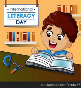 Literacy day concept background. Cartoon illustration of literacy day vector concept background for web design. Literacy day concept background, cartoon style