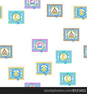 Literary Genre Categories Classes Vector Seamless Pattern Color Line Illustration. Literary Genre Categories Classes Icons Set Vector