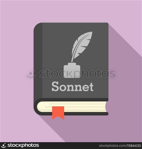 Literary sonnet book icon. Flat illustration of literary sonnet book vector icon for web design. Literary sonnet book icon, flat style