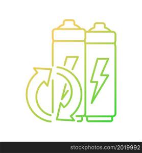 Lithium-ion battery recycling gradient linear vector icon. Electronic waste disposal. Old accumulator reuse. Thin line color symbol. Modern style pictogram. Vector isolated outline drawing. Lithium-ion battery recycling gradient linear vector icon