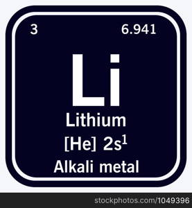 Lithium Symbol Periodic Table of the Elements Vector illustration eps 10.. Lithium Symbol Periodic Table of the Elements Vector illustration eps 10