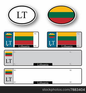 lithuania auto set against white background, abstract vector art illustration, image contains transparency