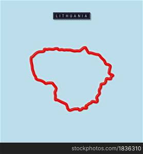 Lithuania bold outline map. Glossy red border with soft shadow. Country name plate. Vector illustration.. Lithuania bold outline map. Vector illustration