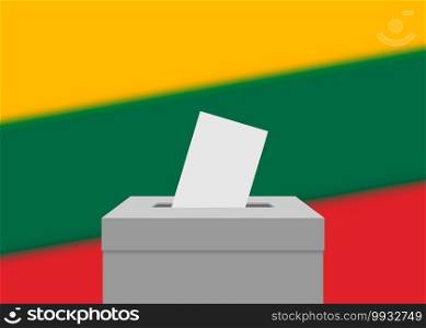 Lithuania election banner background. Ballot Box with blurred flag. Election banner background