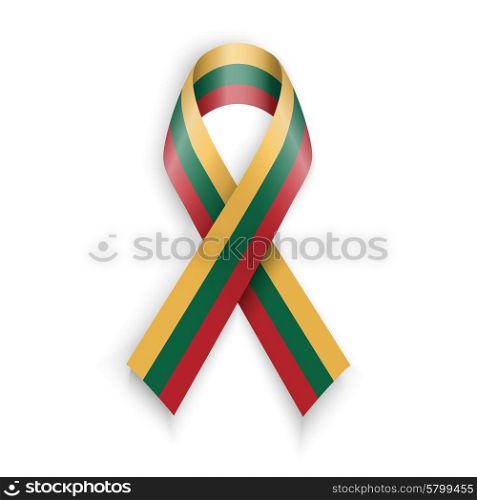 Lithuania Flag. Abstract lithuanian ribbons isolated on white, vector illustration