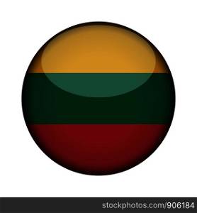 lithuania Flag in glossy round button of icon. lithuania emblem isolated on white background. National concept sign. Independence Day. Vector illustration.