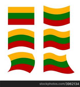 Lithuania flag. Set of flags of Republic of Lithuania in various forms. Developing flag of Lithuanian European state&#xA;