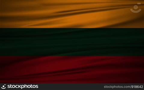 Lithuania flag vector. Vector flag of Lithuania blowig in the wind. EPS 10.