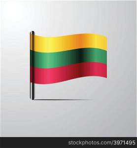 Lithuania waving Shiny Flag design vector