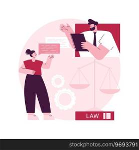 Litigation support abstract concept vector illustration. Attorney assistant, litigation lawyer, legal professional, document and data management, forensic accounting, consulting abstract metaphor.. Litigation support abstract concept vector illustration.