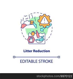 Litter reduction concept icon. Organic waste prevention idea thin line illustration. Items floating in water. Natural resources protection. Vector isolated outline RGB color drawing. Editable stroke. Litter reduction concept icon