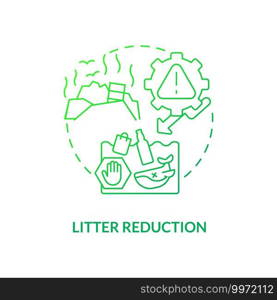 Litter reduction concept icon. Organic waste prevention idea thin line illustration. Items floating in water. Toxic things. Visual pollution. Vector isolated outline RGB color drawing. Litter reduction concept icon