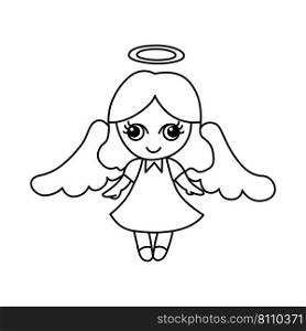 Little angel cartoon coloring page Royalty Free Vector Image