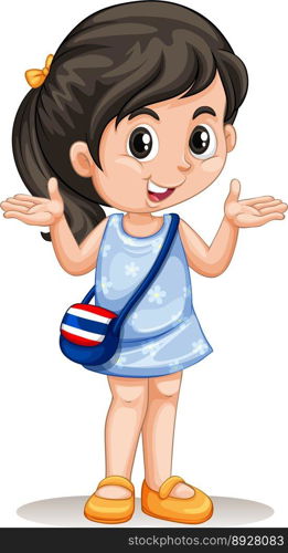 Little asian girl with handbag vector image