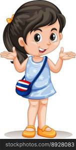 Little asian girl with handbag vector image
