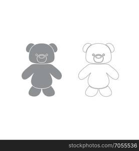 Little bear grey set icon .