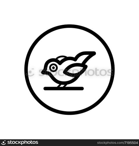 Little bird. Outline icon in a circle. Isolated animal vector illustration