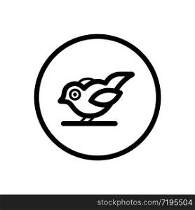 Little bird. Outline icon in a circle. Isolated animal vector illustration