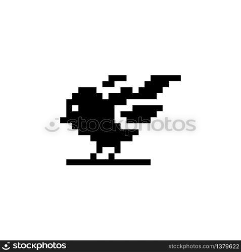 Little bird. Pixel icon. Isolated animal vector illustration