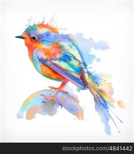 Little bird, watercolor illustration, isolated vector
