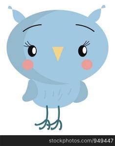 Little blue owl illustration vector on white background