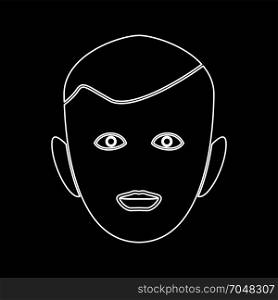 Little boy face white icon .