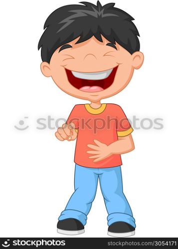 Little boy laughing and pointing