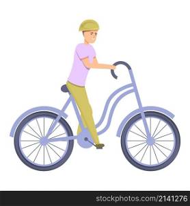 Little boy on bicycle icon cartoon vector. Cute child. Safety helmet. Little boy on bicycle icon cartoon vector. Cute child